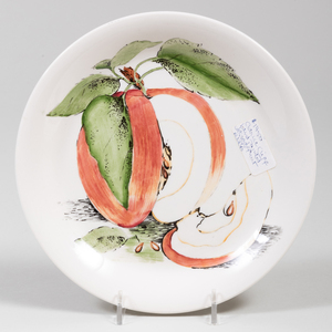 Set of Nine Clarice Cliff Porcelain Dessert Plates Decorated with Fruit 