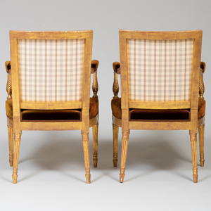 Pair of George III Giltwood Armchairs, in the French Taste