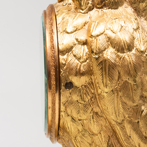 Pair of English Gilt-Bronze Owl Form Table Clock and Barometer
