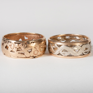 Two 14k Gold Band Rings