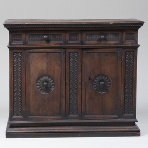 Italian Baroque Carved Walnut Side Cabinet