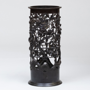 French Bronze Floral Cast Umbrella Stand