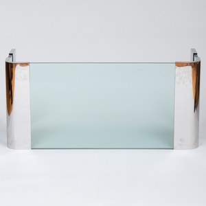 Leon Rosen for the Pace Collection Smoked Glass and Chrome Low Table