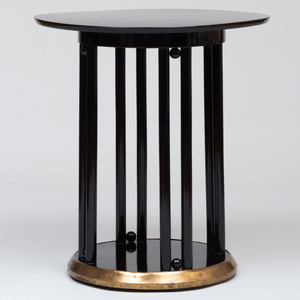 Vienna Secessionist Black Lacquer and Brass Side Table