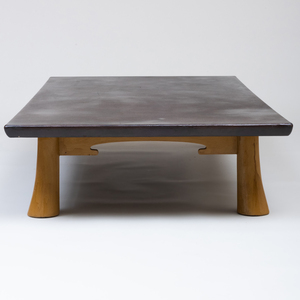 Large Japanese Style Ebonized and Painted Low Table