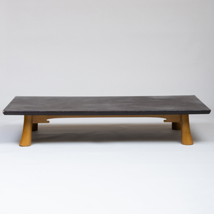 Large Japanese Style Ebonized and Painted Low Table