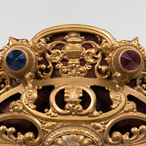 Decorative Theatrical Gilded Composition and Glass Shield