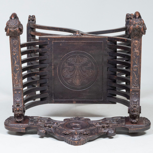 Italian Carved and Stained Wood Savonarola Chair