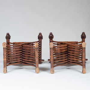 Pair of Italian Carved Walnut Savonarola Chairs