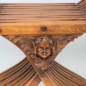 Italian Carved Walnut Savonarola Chair