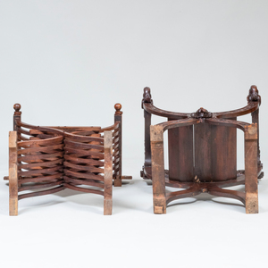 Two Italian Carved Walnut Savonarola Chairs