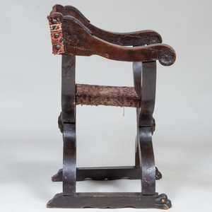 Renaissance Style Oak Curule Chair