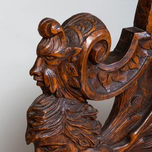 Pair of Italian Baroque Style Carved Walnut Hall Seats