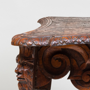 Pair of Italian Baroque Style Carved Walnut Hall Seats