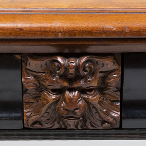 Dutch Baroque Style Walnut and Ebonized Pedestal Desk