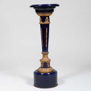 French Louis XIV Style Gilt-Metal-Mounted Cobalt Glazed Pedestal