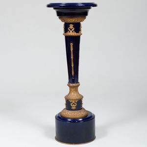 French Louis XIV Style Gilt-Metal-Mounted Cobalt Glazed Pedestal