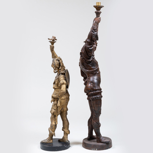 Renaissance Revival Patinated-Spelter Figural Light