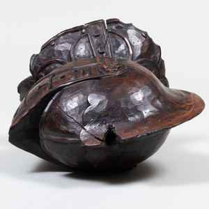 European Carved Walnut Model of a Helmet