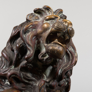 Victorian Rococo Style Bronze Model of a Rampant Lion with a Shield