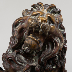 Victorian Rococo Style Bronze Model of a Rampant Lion with a Shield