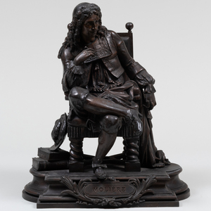 Pot-Metal Model of a Seated Molière, Possibly French 
