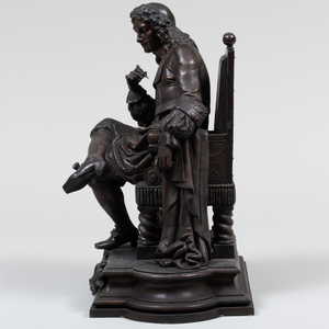 Pot-Metal Model of a Seated Molière, Possibly French 
