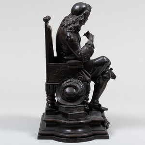 Pot-Metal Model of a Seated Molière, Possibly French 