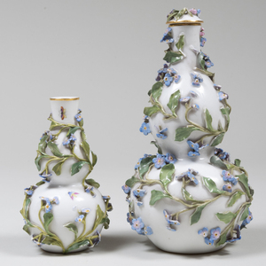 Two Meissen Porcelain Flower Encrusted Vases