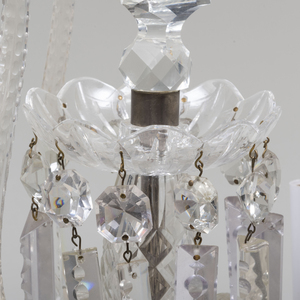 Pair of Regency Gilt-Metal Mounted Cut Glass Two-Light Candelabra