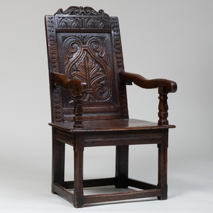 Charles II Carved Oak Armchair
