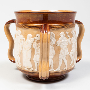 Group of Four English Pitchers and a Loving Cup
