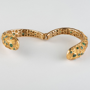 18k Gold and Emerald Hinged Cuff Bracelet