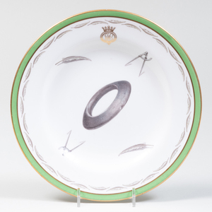 Spode Copeland Porcelain Plate Decorated En Grisalle with Masonic Symbols