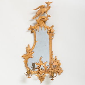 Pair of George III Carved Giltwood and Tôle Twin-Light Girandoles