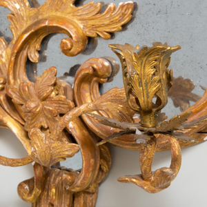 Pair of George III Carved Giltwood and Tôle Twin-Light Girandoles