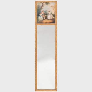 Pair of Louis XVI Style Painted and Parcel-Gilt Trumeau Mirrors