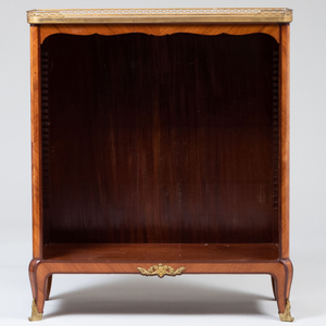Louis XV/XVI Style Brass-Mounted Tulipwood and Mahogany Parquetry Bookcase