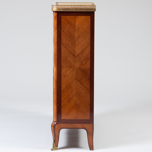 Louis XV/XVI Style Brass-Mounted Tulipwood and Mahogany Parquetry Bookcase
