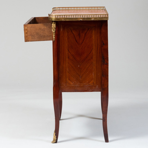 Louis XV/XVI Style Gilt-Bronze-Mounted Tulipwood Parquetry Table en Chiffonnière