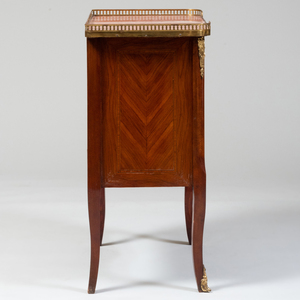 Louis XV/XVI Style Gilt-Bronze-Mounted Tulipwood Parquetry Table en Chiffonnière