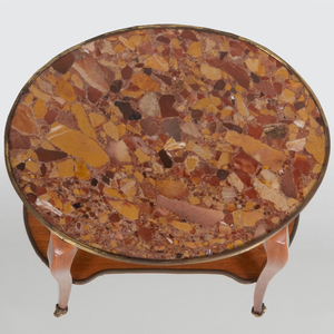 Louis XV/XVI Style Tulipwood Parquetry Oval Table de Milieu