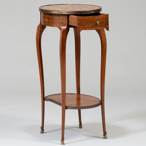 Louis XV/XVI Style Tulipwood Parquetry Oval Table de Milieu