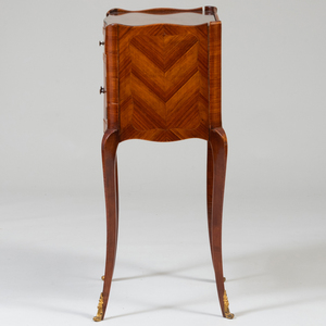 Louis XV/XVI Style Tulipwood Parquetry Table en Chiffonnière