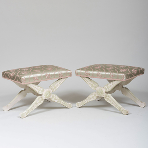Pair of Empire Style Painted Wood Tabourets