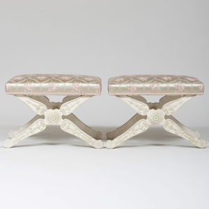 Pair of Empire Style Painted Wood Tabourets