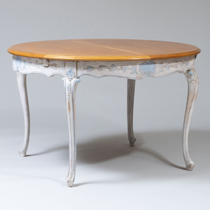 Louis XV Style Painted and Oak Extension Dining Table, of Recent Manufacture