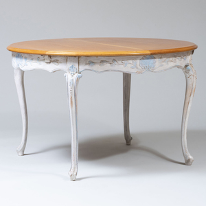 Louis XV Style Painted and Oak Extension Dining Table, of Recent Manufacture