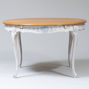 Louis XV Style Painted and Oak Extension Dining Table, of Recent Manufacture