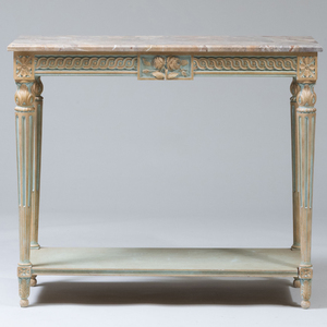 Louis XVI Style Painted Marble-Top Console Table, of Recent Manufacture